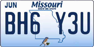MO license plate BH6Y3U
