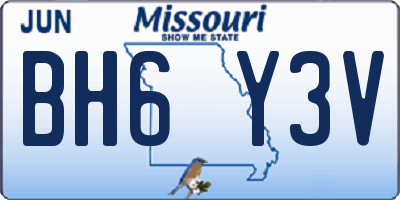 MO license plate BH6Y3V