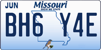 MO license plate BH6Y4E