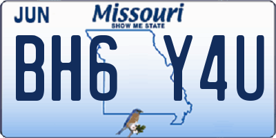 MO license plate BH6Y4U