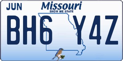 MO license plate BH6Y4Z