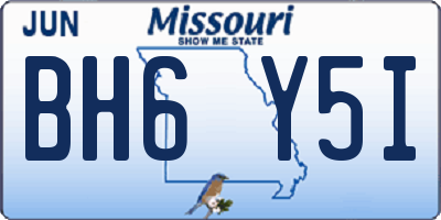 MO license plate BH6Y5I