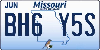 MO license plate BH6Y5S