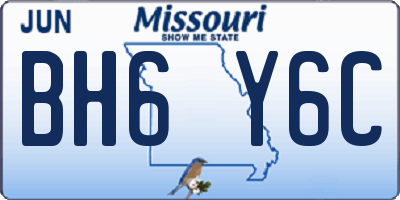 MO license plate BH6Y6C