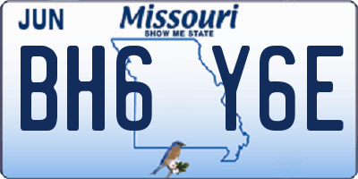 MO license plate BH6Y6E