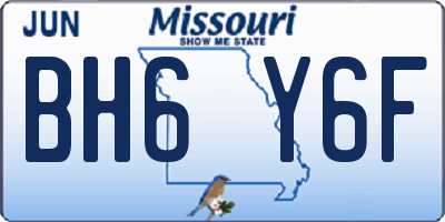 MO license plate BH6Y6F