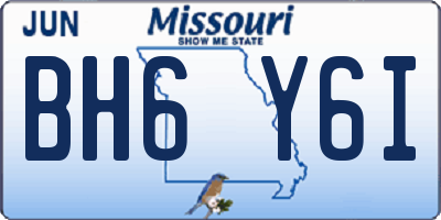 MO license plate BH6Y6I