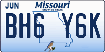 MO license plate BH6Y6K