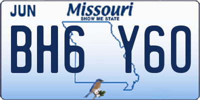 MO license plate BH6Y6O