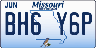MO license plate BH6Y6P