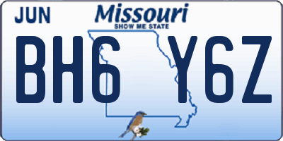 MO license plate BH6Y6Z