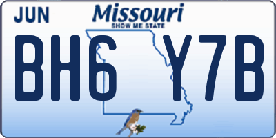 MO license plate BH6Y7B