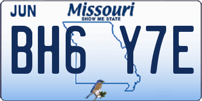 MO license plate BH6Y7E