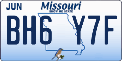 MO license plate BH6Y7F