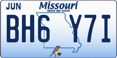MO license plate BH6Y7I