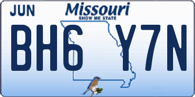 MO license plate BH6Y7N