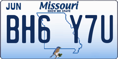 MO license plate BH6Y7U