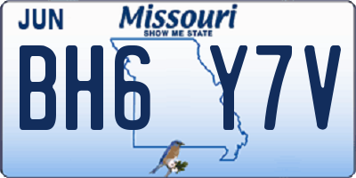 MO license plate BH6Y7V