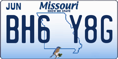 MO license plate BH6Y8G