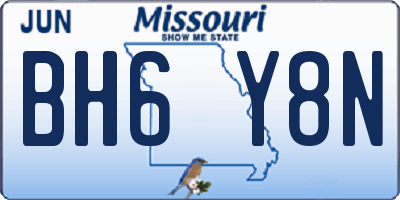 MO license plate BH6Y8N