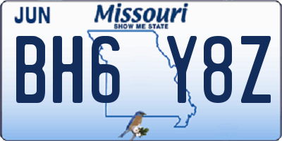 MO license plate BH6Y8Z