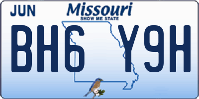 MO license plate BH6Y9H