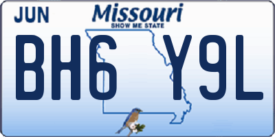 MO license plate BH6Y9L