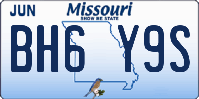 MO license plate BH6Y9S