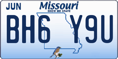 MO license plate BH6Y9U