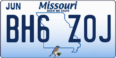 MO license plate BH6Z0J
