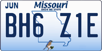 MO license plate BH6Z1E