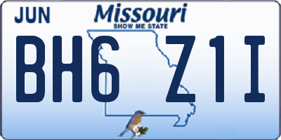 MO license plate BH6Z1I