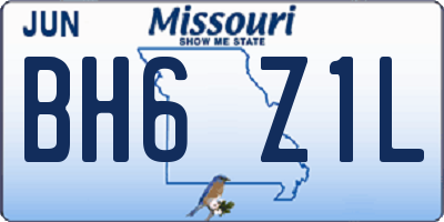 MO license plate BH6Z1L