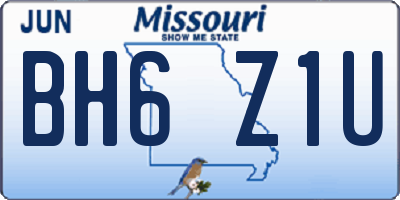 MO license plate BH6Z1U