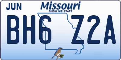 MO license plate BH6Z2A