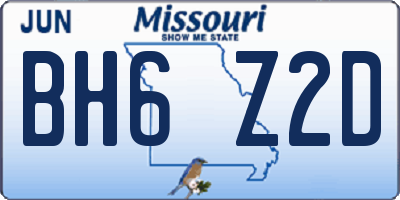 MO license plate BH6Z2D