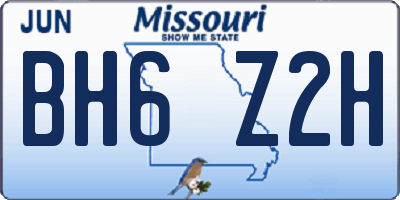 MO license plate BH6Z2H