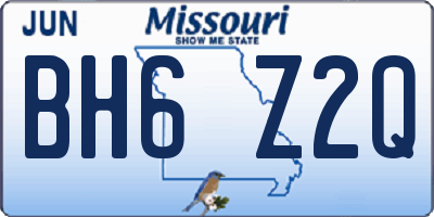 MO license plate BH6Z2Q