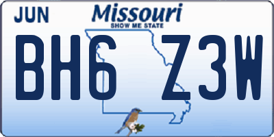 MO license plate BH6Z3W