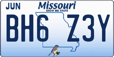MO license plate BH6Z3Y