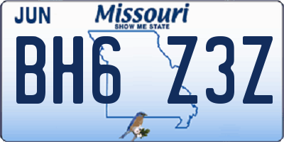 MO license plate BH6Z3Z
