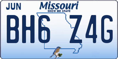 MO license plate BH6Z4G