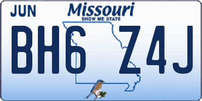 MO license plate BH6Z4J