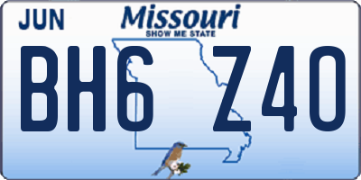 MO license plate BH6Z4O