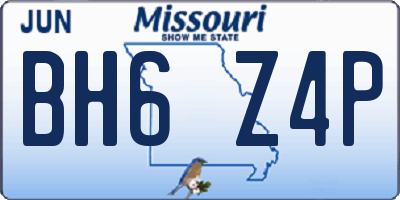 MO license plate BH6Z4P
