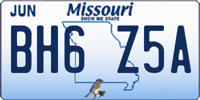 MO license plate BH6Z5A