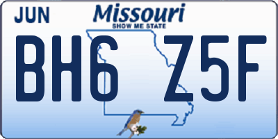 MO license plate BH6Z5F