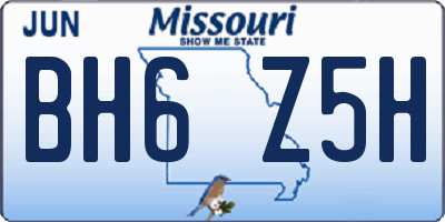 MO license plate BH6Z5H