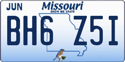 MO license plate BH6Z5I