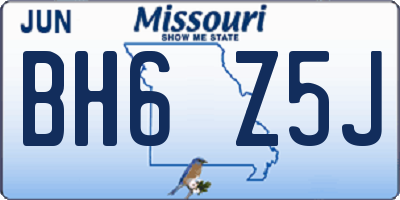 MO license plate BH6Z5J